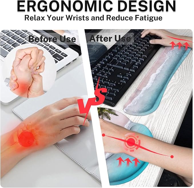 Britimes Ergonomic Mouse Pad Set with Wrist Rest, Ocean Blue - Image 5
