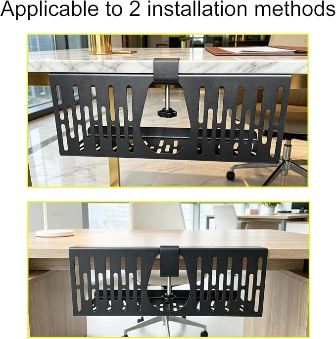 Under Desk Cable Management Tray, Cord Organizer for Desk Cable Management Tray Under Desk with Clamp for Home Office, Standing Desk(1Pack，Black) - Image 4