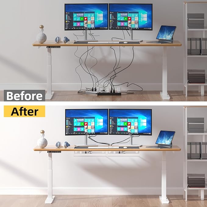 YECAYE Large Under Desk Cable Management,Easy Install Cable Management Under Desk with 4 Cord Holders & 6 Ties,Child & Pet-Safe Cord Hider,Wire Organizer,Wire Cover Tray,White - Image 6