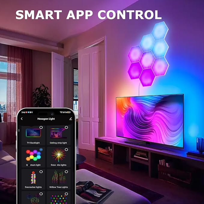 Hexagon LED Lights, 6 Pack with App and Remote Control - Image 5