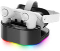 KAFRI Charging Dock for Meta/Oculus Quest 3/3s/2 Headset, VR Accessories Charger Station with RGB Light, Display Stand and 2 USB C Charger for Head Strap or Other Devices, Gamer Gift for Men Boyfriend by Unknown
