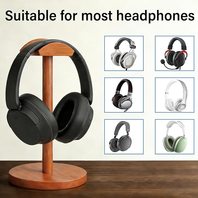Solid Walnut Wood Headphone Stand with Storage Base | Universal Wooden Headset Holder for Gaming & Office,Compatible with Bose,Sony,Sennheiser,Razer,Beats,PS5 - Image 7