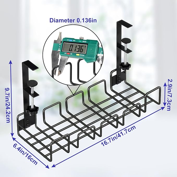 OneLeaf Under Desk Cable Management Tray - No Drill Wire Management Rack - Image 4