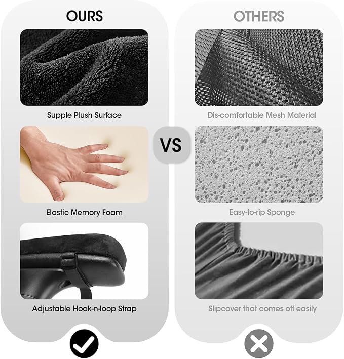 ZNCMRR 2 Pack Office Chair Armrest Pads Covers with Memory Foam(Black) | Adjustable Elbow Pillow for Forearm Pressure Relief, Arm Rest Covers for Office Chairs, Wheelchair, Comfy Gaming Chair - Image 6