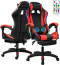 Gaming Chair with Bluetooth Speakers & Lights,Ergonomic High-Back Office Chair with Headrest & 135° Recline, 360° Swivel Height Adjustable Faux Leather Computer Chair for Gaming, Office & Study by Tacarlha