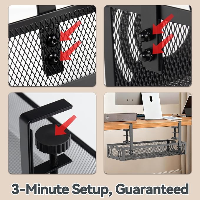 Cable Management, 15'' Under Desk Cable Management Tray No Drill - Image 6