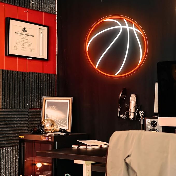 Basketball Neon Sign, 12.6×12.6 Inch Basketball Led Neon Light, Dimmable LED Neon Signs for Wall Decor, Powered by USB Wall Decor Aesthetic, Sports Neon Signs for Room Bedroom Shop Decor - Image 3
