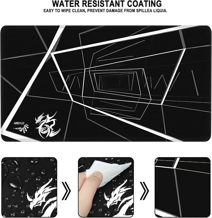 Mouse Pad Large, Waterproof Extra Large Gaming Mousepad with Stitched Edges, 31.5" x 15.7" Non-Slip Rubber Base Office Big Long Keyboard Pad for Office Gamer Home XXL, (Black Square) - Image 2