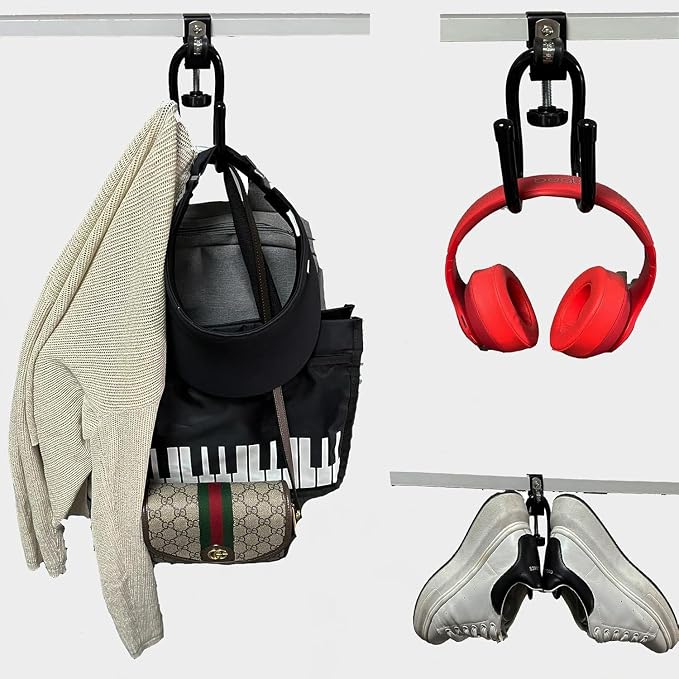 AUXPhome 2/PK Portable Desk Mount Hanger, Strong Table Hanger Hooks for Backpack, Hard hat, Cords,Bags,Mug,Towels, Shoes, Toys, Umbrella, Cap,Headphone,Purse,Handbag,etc for Table Desk, Under Counter - Image 4