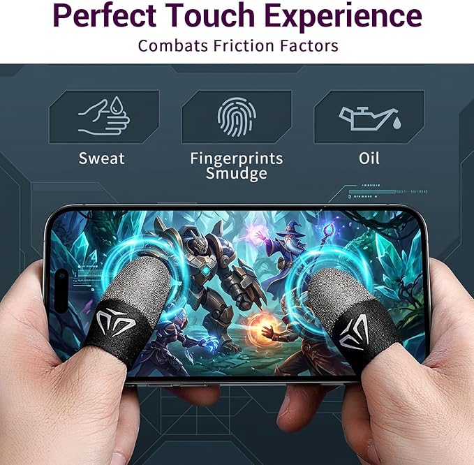 Sibba 4Pcs Mobile Gaming Finger Sleeves Ultra-Thin Carbon Fiber Thumb Sleeves for Mobile Games, Anti-Sweat & Anti-Slip Perfect Touchscreen Glide Gamer Profesionales, Universal with All Devices - Image 6