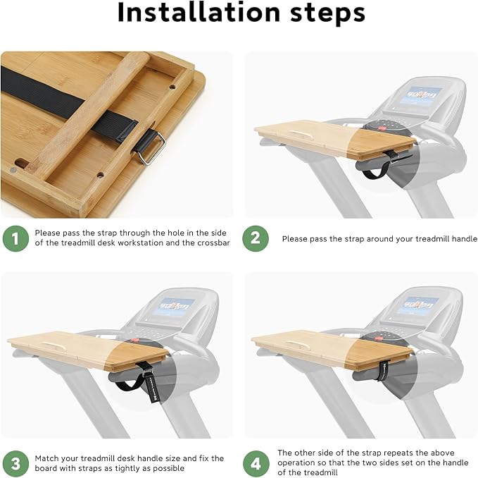 Nnewvante Treadmill Desk Attachment Bamboo Walking Laptop Stand Holder Workstation Adjustable Desktop Laptop Tray for Treadmill - Image 7