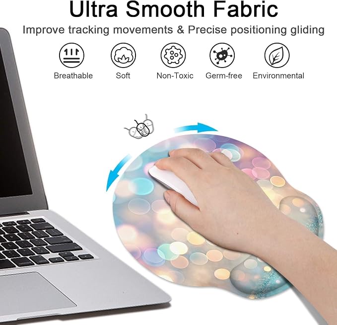 Britimes Ergonomic Mouse Pad Set with Wrist Rest, Glitter Gold - Image 4