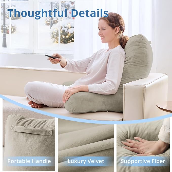 Sasttie Reading Pillow for Bed, Back Pillow for Sitting Up, Linen - Image 5