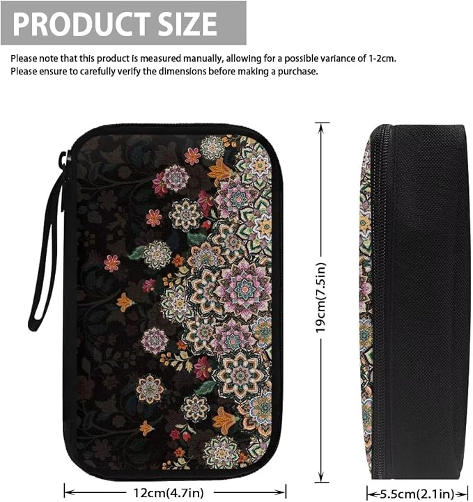 Boho Flower Print Electronic Organizer Travel Universal Accessories Storage Bag Portable for Hard Drives, Cables, Memory Sticks, Charger, Phone, USB, SD Cards - Image 5