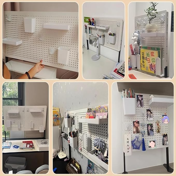 Office Pegboard Wall Organizer, Pegboard Desk with Height Adjustable in 6 Levels, Pegboard Wall Organizer for Wall Organize Home Office and Gaming Setup(Green,60x40cm/23.6x15.7in) - Image 3