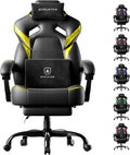GTPLAYER Big and Tall Gaming Chair for Adults, Ergonomic Office Chair with Footrest, Heavy Duty 350 lbs Capacity, High Back, Premium Leather & Iridescent Trim, ACE-Armor, Yellow (Iridescent) by GTPLAYER