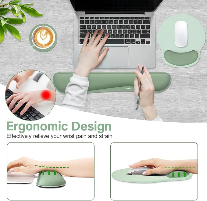 MOSISO Wrist Rest Support for Mouse Pad&Keyboard Set, Antique Green - Image 3