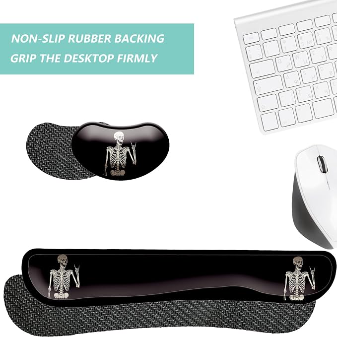 Keyboard Wrist Rest Mouse Wrist Support Set, Memory Foam Wrist Rest Pad for Computer Laptop Keyboard Mouse, Ergonomic Wrist Cushion Support for Typing Pain Relief, Gaming Home Office, Human Skeleton - Image 4