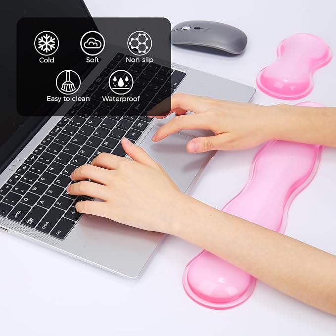 Gel Wrist Rest for Keyboard and Mouse, Wrist Rest for Keyboard, Mouse Wrist Support, Pain Relief, Cool Touch, Non-Skid, Keyboard and Mouse Wrist pad Set - Image 2
