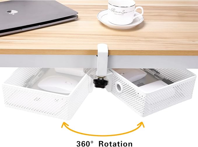 Under Desk Drawer, Clamp on Desk Organizer Hanging Desk Storage Under Table - Image 3