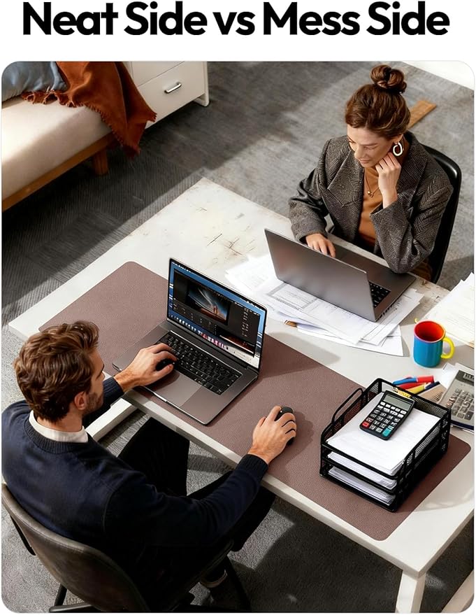 YSAGi Leather Desk Protector, Office Mat, Large Mouse Mat, Non-Slip PU Leather Blotter, Laptop Desk, Waterproof Writing Pad for Office and Home (Chocolate, 47" x 17") - Image 6