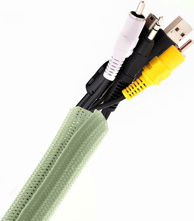 Pixio 10FT Tubing Cable Sleeve – Mint Green 1/2 inch Flexible Cable Management Sleeve for PC, Gaming, TV & Office, Wire Organizer for Desk Cable Cleanup by Pixio