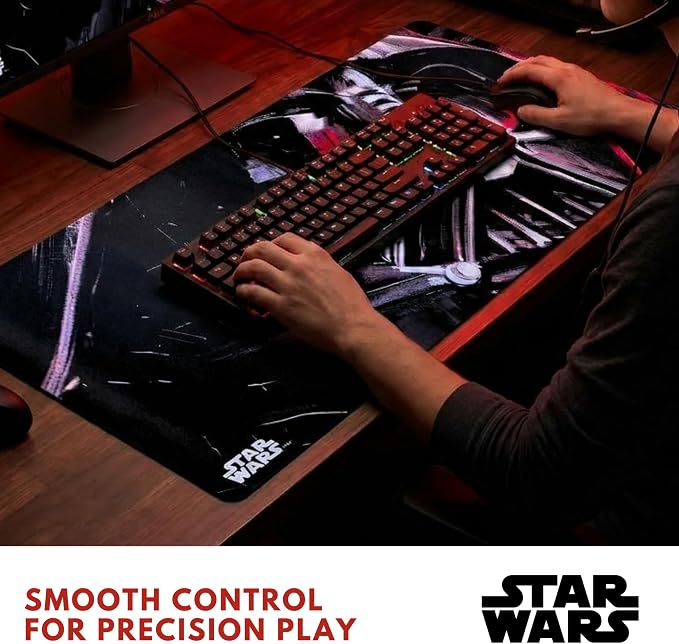 Star Wars Large Gaming Mouse Pad 31"x15" XL Computer Desk Mat, Anime | Star Wars anime gaming mouse pad,, Oversized 31x15in smooth fabric top, stitched edges, non-slip rubber base. - Image 5