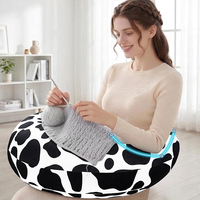 Crafting Pillow for Crocheting, Crochet Pillow for Lap Support, 12 Fun Print Styles, Ergonomic Arm Support, For Bed, Floor, Chair Comfort, Pain Relief and Fatigue for Gaming and Woking (Spots) - Image 4