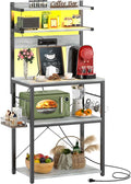 Aheaplus Bakers Rack with Power Outlet & RGB LED, 5-Tiers Coffee Bar Table by Aheaplus