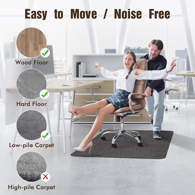 Blvornl Office Chair Mat for Hardwood Floor, Computer Chair Mat, 36"x 48" | Black, Waterproof, easy to clean, suitable for hardwood, laminate, Rattan Woven Pattern, Durable Solid PVC Material - Image 5