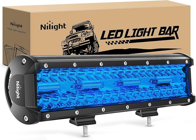 Nilight 12 Inch LED Light Bar Blue Triple Row 240W Spot Flood Combo 30000LM Driving Boat Off Road Fishing Hunting Emergency Safety Lighting for UTV Pick-up Van Tractor by Nilight