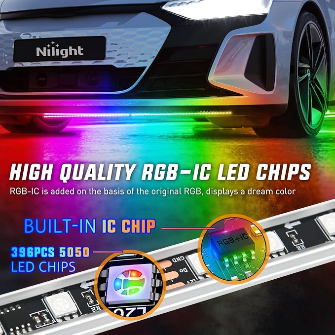 Nilight 4PCS Aluminum Dream Color LED Underglow Strip Lights APP & Remote - Image 3