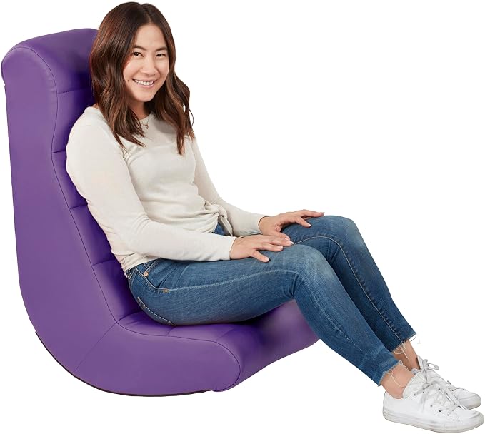 Factory Direct Partners Soft Ergonomic Horizontal Soft Floor Video Rocker - Cushioned Ground Chair Great for Reading, Gaming or Watching TV for Kids, Teens and Adults - Purple, 10498-PU by FactoryDirectPartners