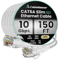 CableGeeker Cat 6A Slim Ethernet Cable 150t, 10Gbps, White by CableGeeker