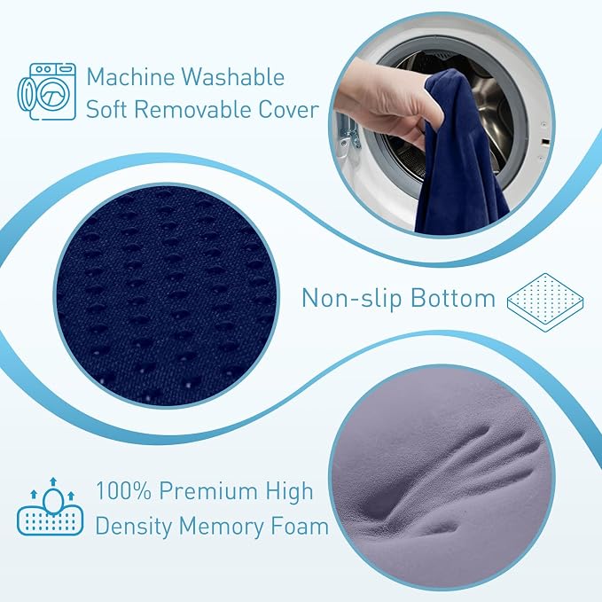 BlissTrends Extra Thick Seat Cushion for Office Chair & Car Seat, Blue | XX-Large Tailbone & Sciatica Relief, Ergonomic Support, High-Density Memory Foam, Comfort for Extended Sitting - Image 3