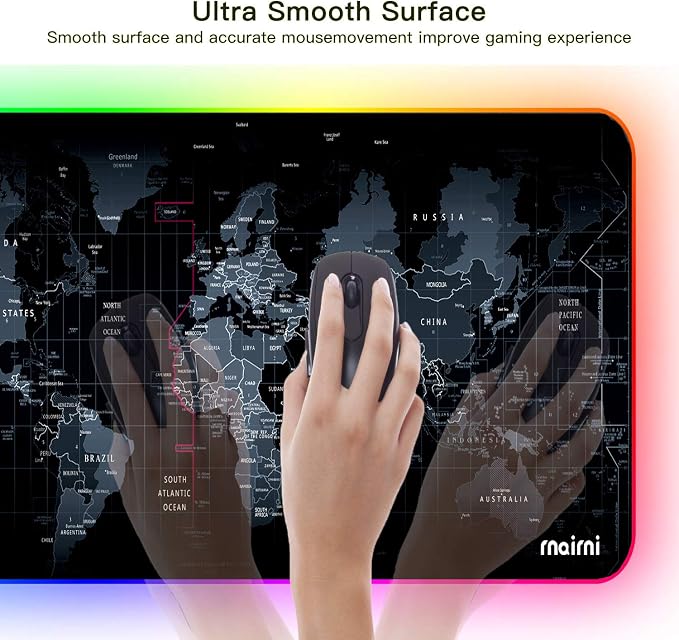 Extended RGB Gaming Mouse Pad, Extra Large Gaming Mouse Mat for Gamer, Waterproof Office Desktop Mat with 10 Lighting Mode, for PC Computer RGB Keyboard Mouse - 31.5'' x 15" x 4mm(Map) - Image 2
