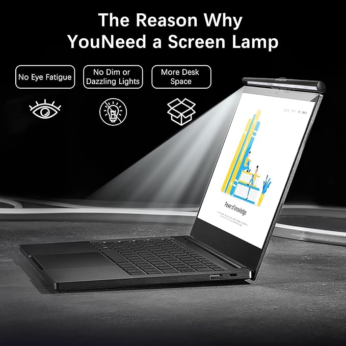 Wodgreat Laptop Monitor Lamp, Eye Care LED Screen Light Bar No Screen Glare - Image 2