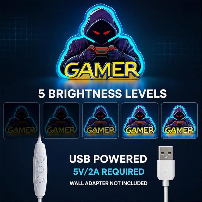Gamer Neon Sign, UV Printed Gaming LED Neon Light Sign for Gamer Room Decor - Image 3