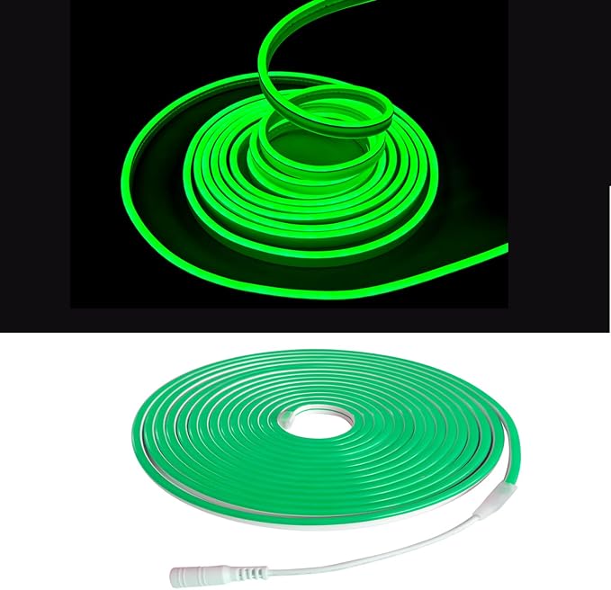 Green Neon LED Strip Lights, 16.4ft 12V Waterproof Flexible Light for Indoor/Outdoor Decoration (Includes Power Adapter) - Image 2