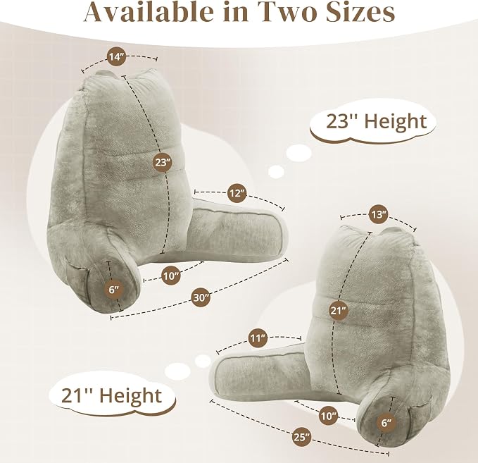 Sasttie Reading Pillow for Bed, Back Pillow for Sitting Up, Linen - Image 2
