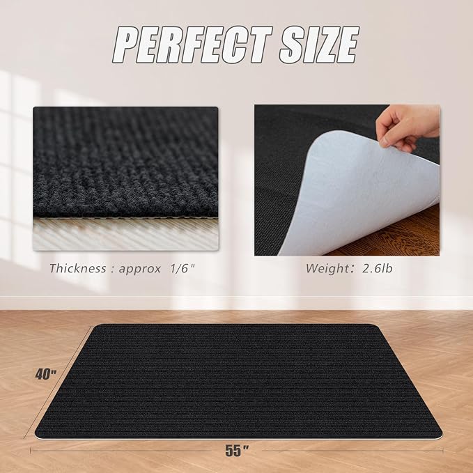 Sycoodeal Office Chair Mat for Hardwood Floor,Office Computer Gaming Chair Mat for Tile Floor,Large Floor Protector Rug,Anti-Slip,Easy to Clean,Black(40"x55") - Image 3