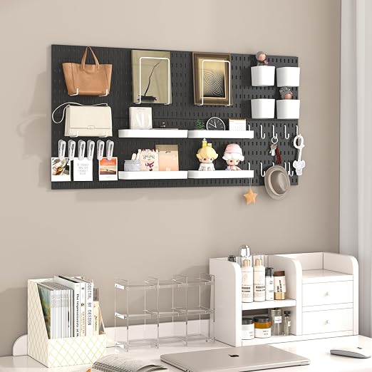 Pegboard Combination Kit, 8 Peg Boards and 30 Accessories Modular Hanging Black Pegboard for Wall, Office Organizer, Keys Holder, Nursery Storage, 44"x22" - Image 6