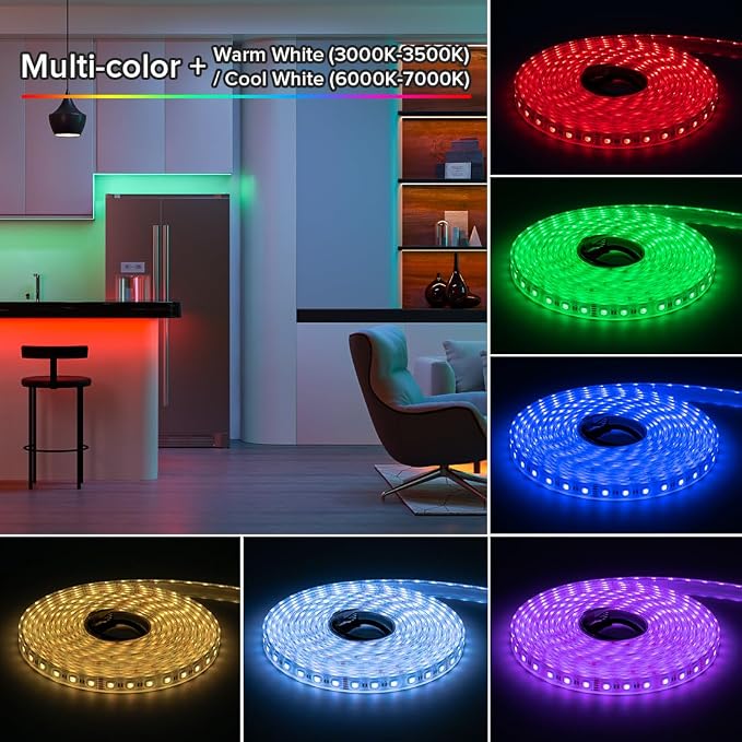 BTF-LIGHTING RGBW LED Strip IP68 Waterproof Warm White DC24V 16.4FT 300LED - Image 5