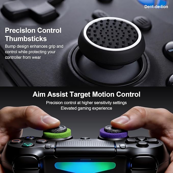 2-in-1 Solid Wood Headset Stand with Dual Game Controller Holder | Gaming Headphone Stand with Storage Base, 6 Joystick Sponge Rings and 8 Thumb Grips Gaming Equipment Accessories for Desk - Image 2