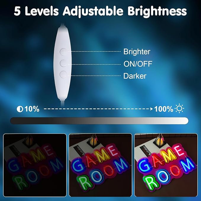 Game Room Neon Sign,Game Neon Lights Wall Decor for Internet Cafe, Gaming Room, Man cave, Bedroom Gift Art for Boys Girls Fans Gamer-15.8 x 9.61 IN-USB Powered-Acrylic - Image 5