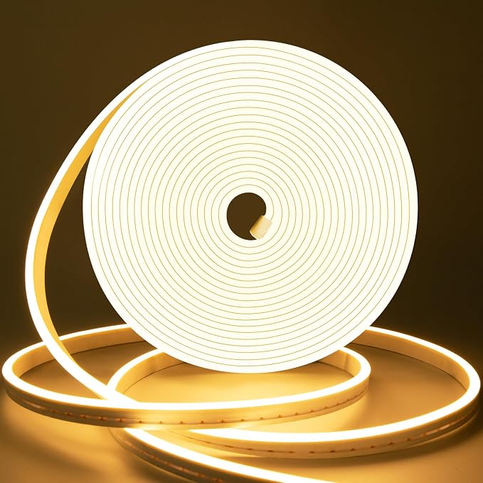Lamomo Outdoor Neon Rope Lights, 49.2ft Warm White IP65 Waterproof Dimmable Led Strip Lights, 24V 3000K Silicone 1800 LEDs Neon Lights for Indoor, Kitchen, Bedroom - Image 8