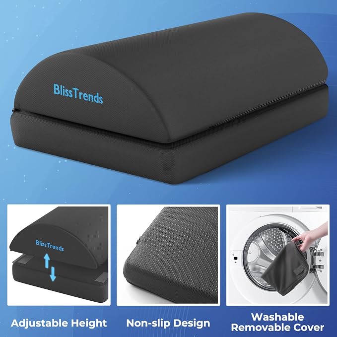 BlissTrends Foot Rest Under Desk, Foot Stool with 2 Adjustable Heights | Comfortable Footrest with Washable Cover for Car,Home and Office to Relieve Back,Lumbar,Knee Pain(Large, Gray) - Image 4