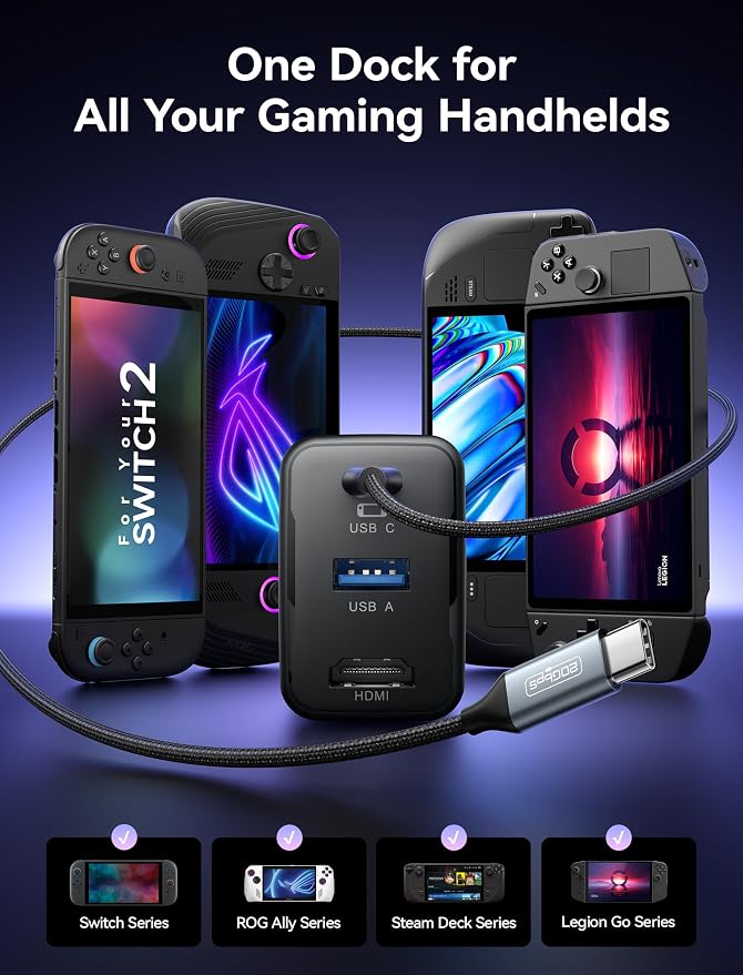 JSAUX 65W Switch Dock with 4K@120Hz HDMI, 65W PD Fast Charging, USB A Port - Image 7