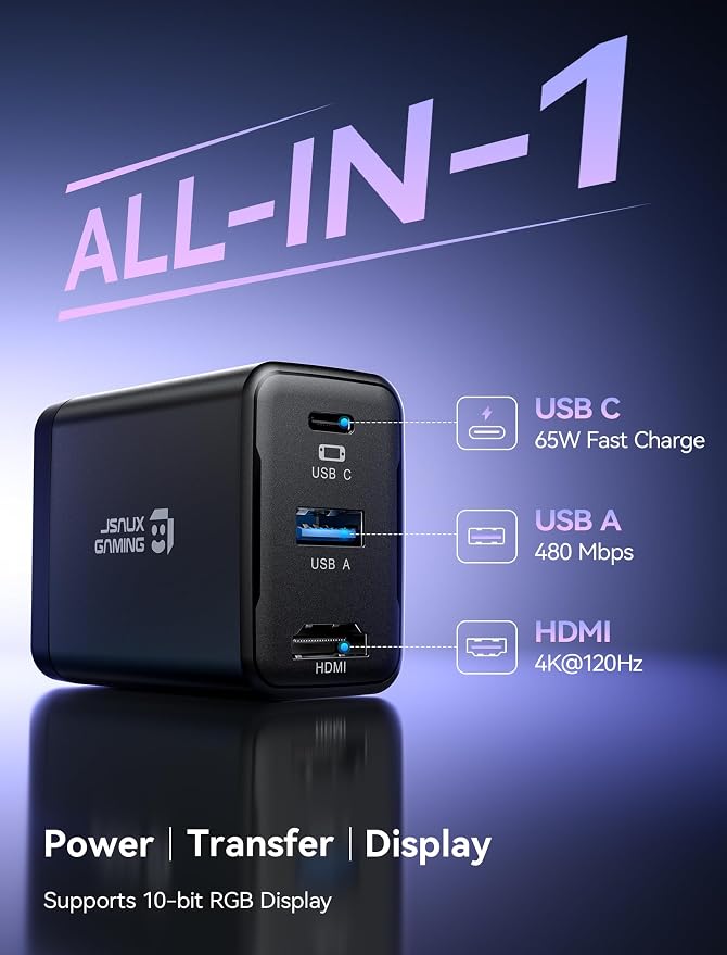 JSAUX 65W Switch Dock with 4K@120Hz HDMI, 65W PD Fast Charging, USB A Port - Image 3