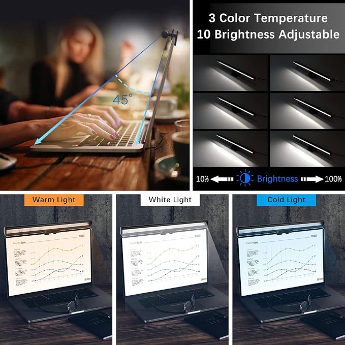 Wodgreat Laptop Monitor Lamp, Eye Care LED Screen Light Bar No Screen Glare - Image 3